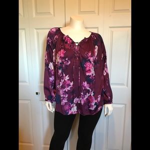 Jennifer Lopez Purple Floral Peasant Top Size 2X